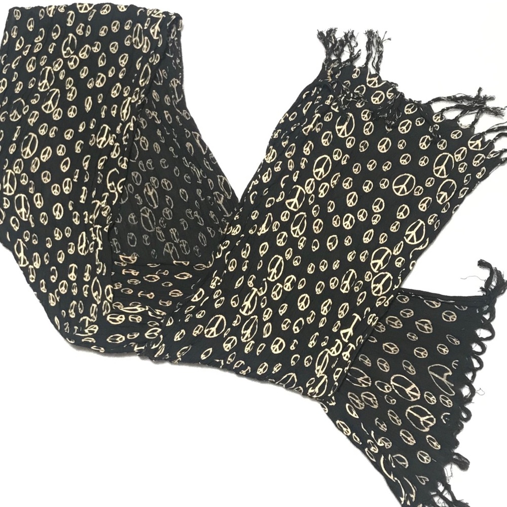 Peace Sign Fringe Scarf